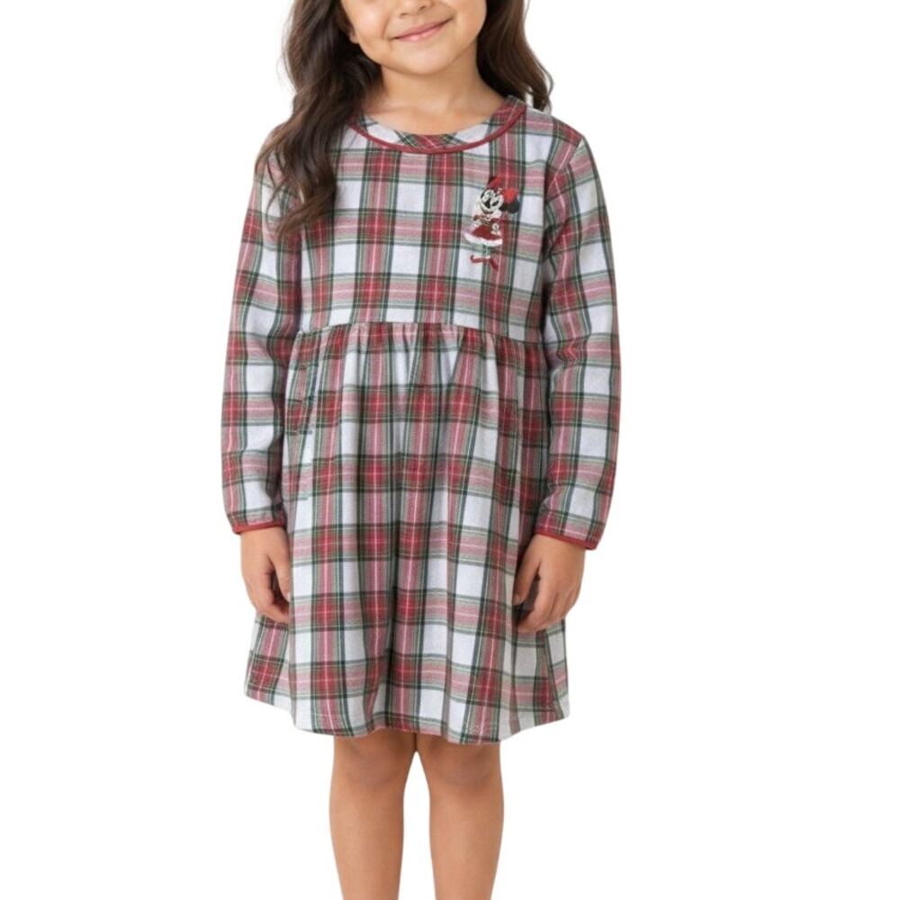 Disney Store Minnie Mouse Holiday Plaid Nightgown 4T Christmas